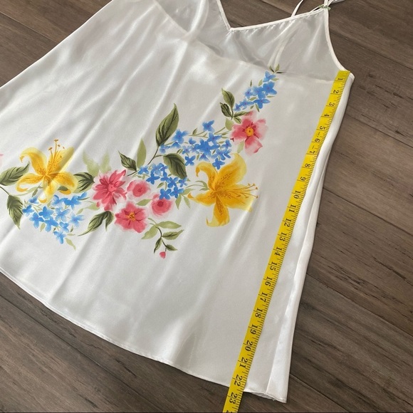 L.A. Intimates satin white floral night gown and robe chemise‎ USA made slip - Picture 10 of 14